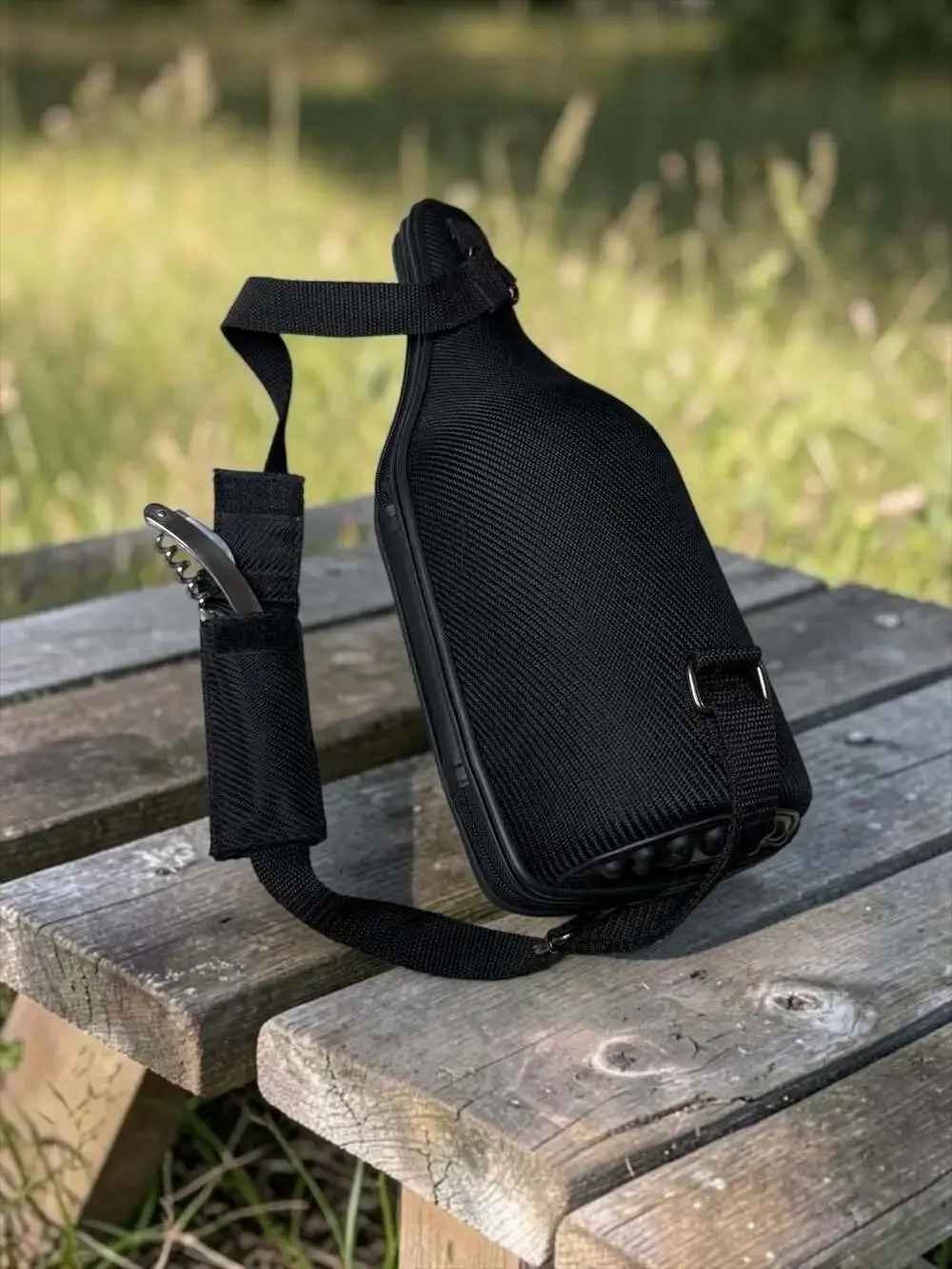 CaddyO Insulated Wine Bottle Carrier Tote with Shoulder Strap and Corkscrew